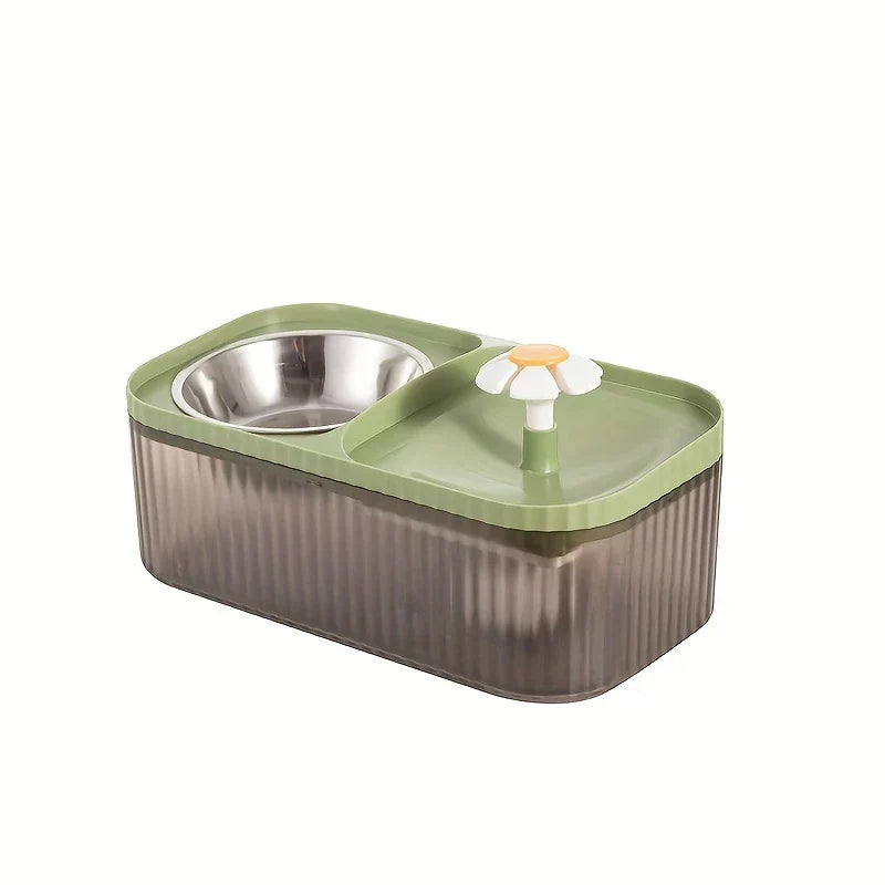 2-in-1 Pet Water Fountain and Food Bowl Set