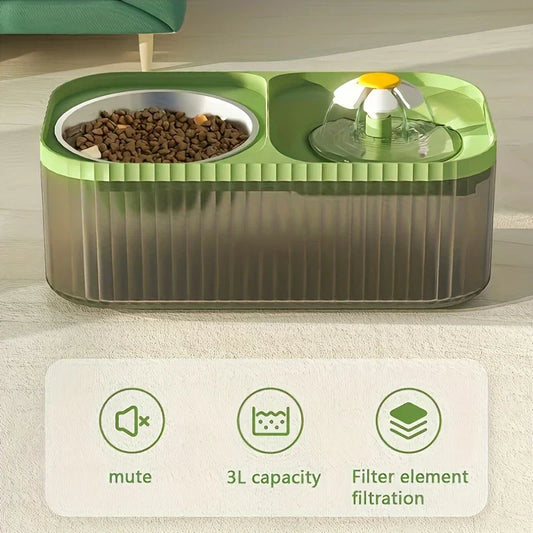 2-in-1 Pet Water Fountain and Food Bowl Set