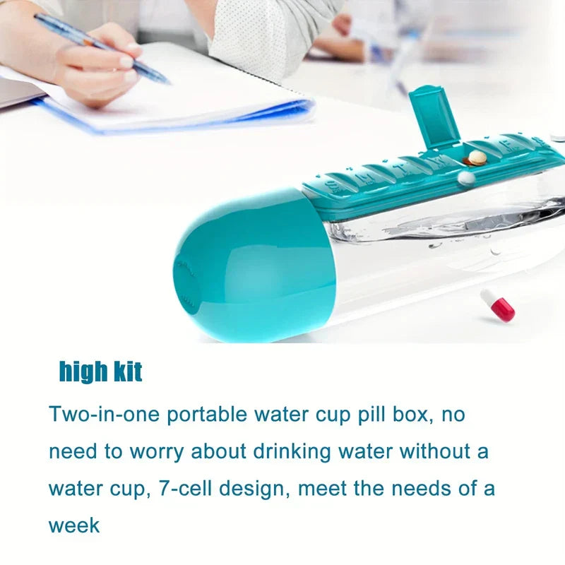 2-in-1 Water Bottle with Pill Organizer