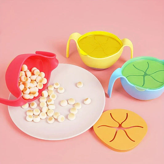3-In-1 Spill Proof Baby Snack Bowl With Straw Lid