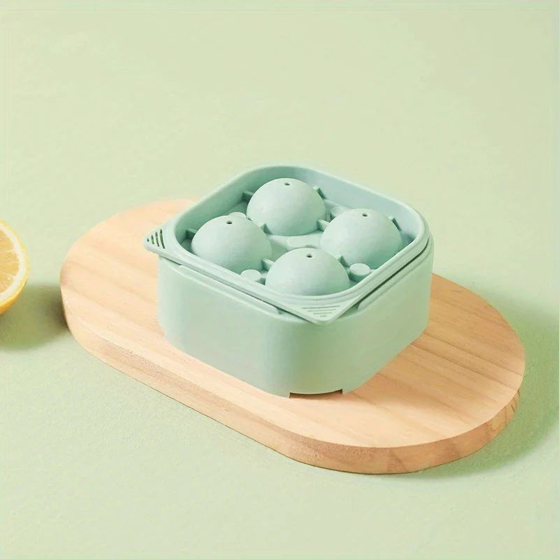 4-Cavity Large Sphere Ice Ball Mold Tray With Lid