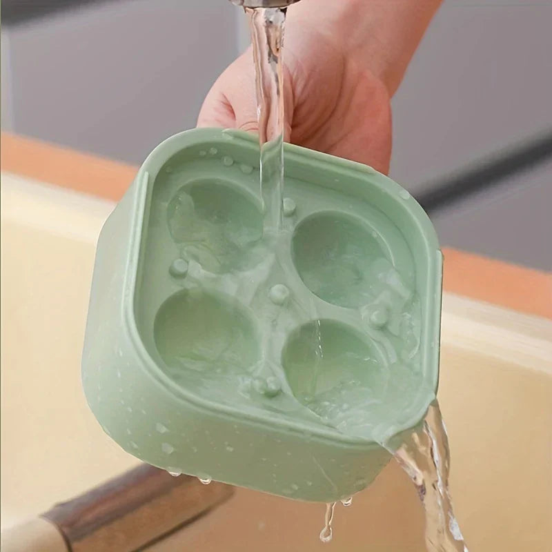 4-Cavity Large Sphere Ice Ball Mold Tray With Lid