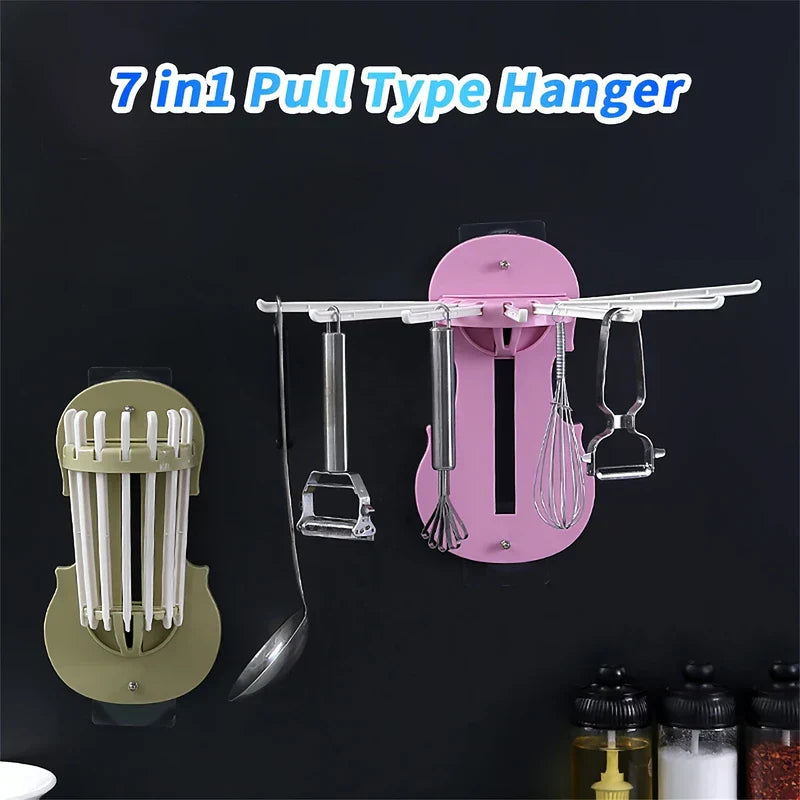 7-in-1 Pull Out Wall Mount Kitchen Organizer Rack