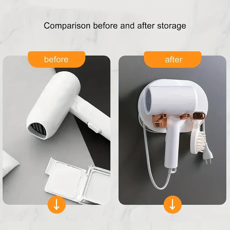 Adhesive Wall Mount Hair Dryer Holder Organizer Rack