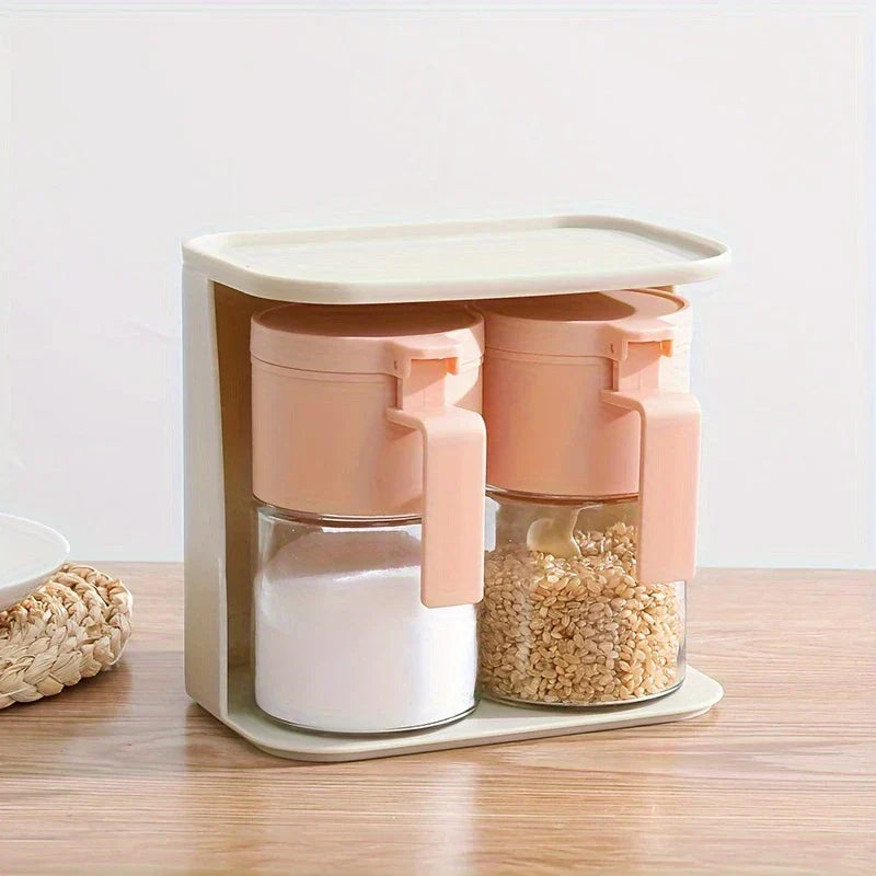 Airtight Glass Spice Jar With Spoon Lid Seal