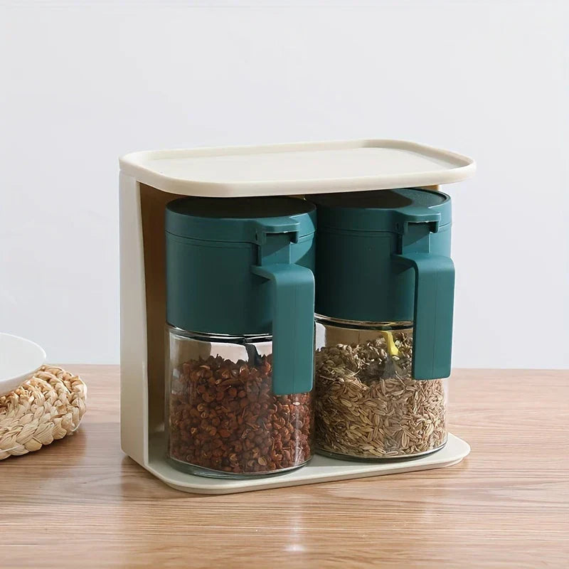 Airtight Glass Spice Jar With Spoon Lid Seal