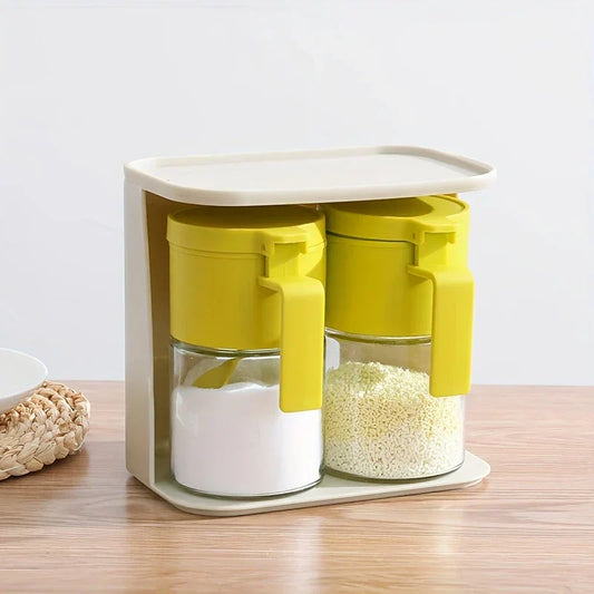 Airtight Glass Spice Jar With Spoon Lid Seal