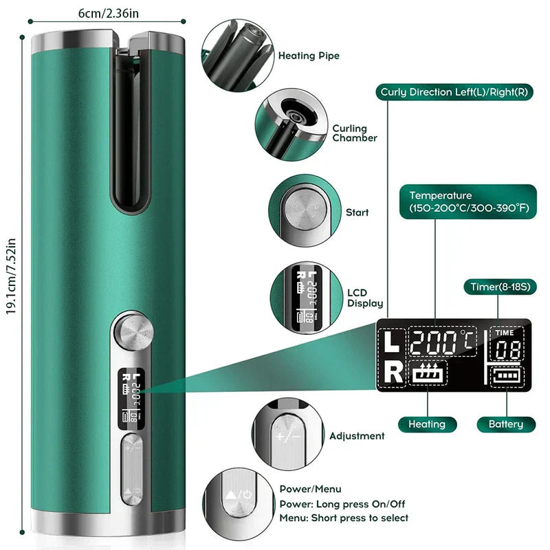 Cordless Automatic Hair Curler Wand