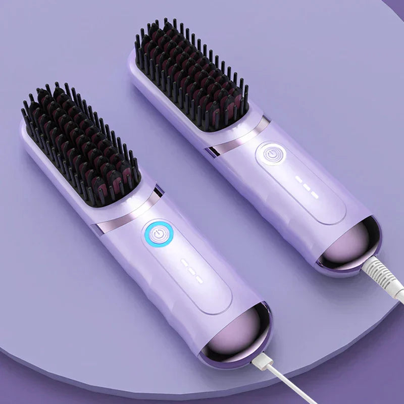 Cordless Hair Straightening Hot Comb Brush