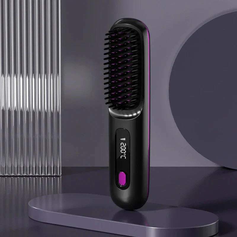 Cordless Ionic Hair Straightener Brush Comb