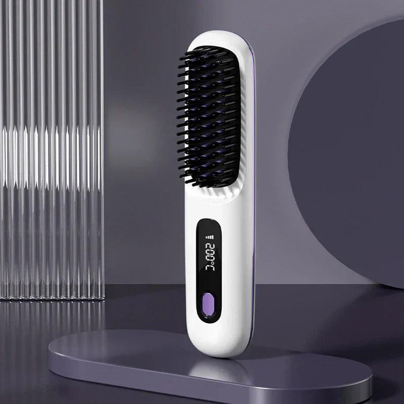 Cordless Ionic Hair Straightener Brush Comb