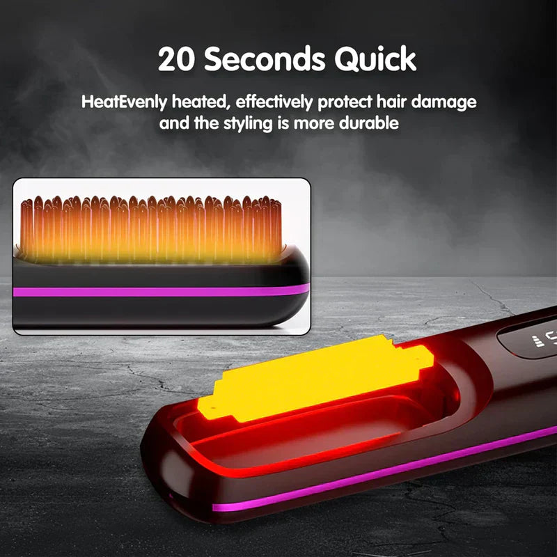 Cordless Ionic Hair Straightener Brush Comb