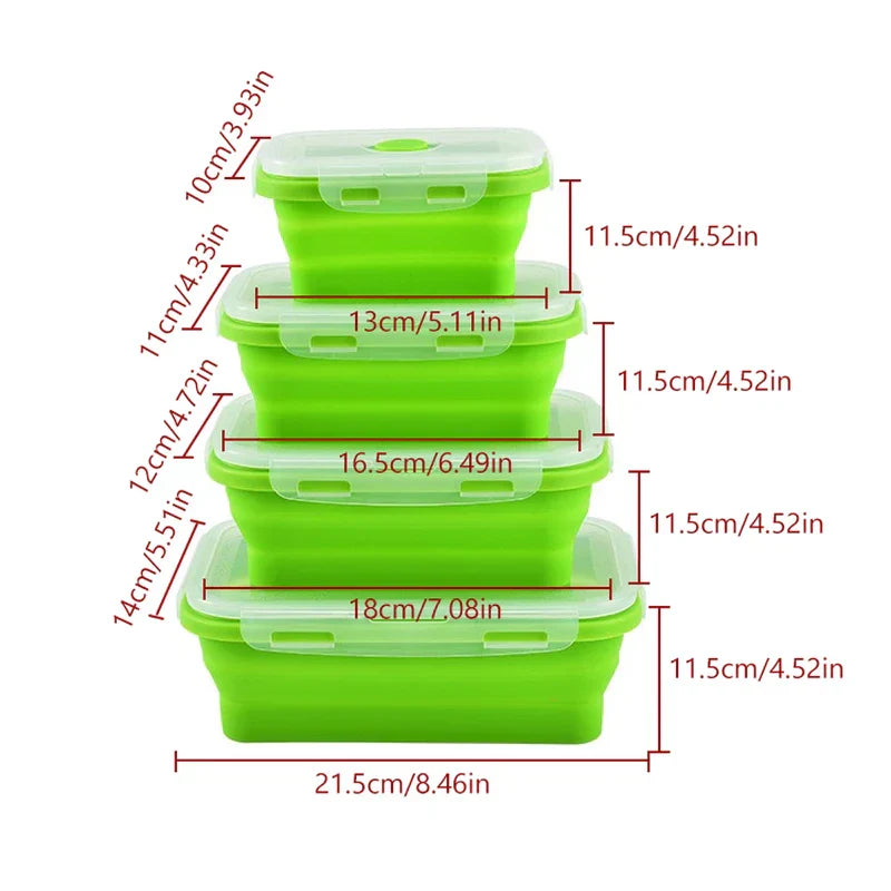 Square Food Storage Containers Set (4Pc, Opp)