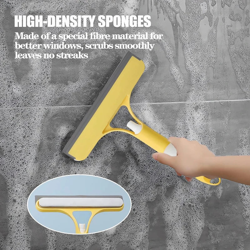 3-In-1 Window Glass Squeegee Scrubber Spray Bottle Cleaner