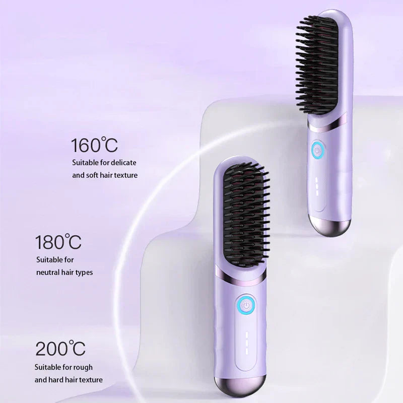 Cordless Hair Straightening Hot Comb Brush