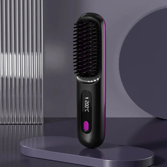 Cordless Ionic Hair Straightener Brush Comb