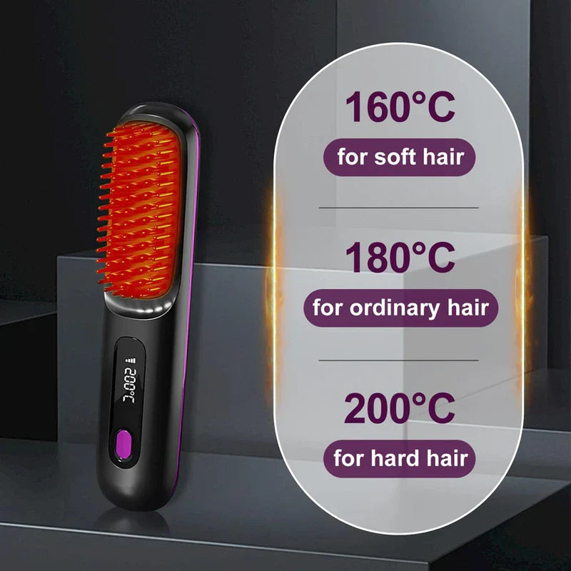 Cordless Ionic Hair Straightener Brush Comb